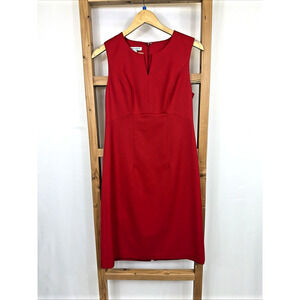 Pendleton Virgin Wool Red Sleeveless Zip Up Lined Pencil Dress Made USA Size XS